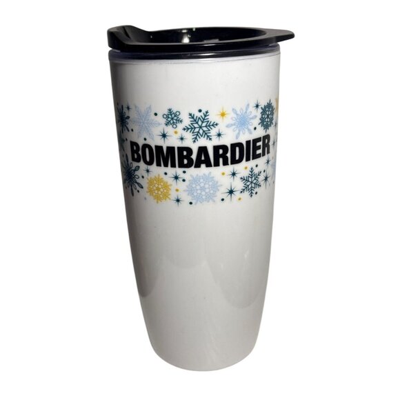 Bombardier Winter Snowflake Ceramic Travel Tumbler With Lid - Picture 1 of 6